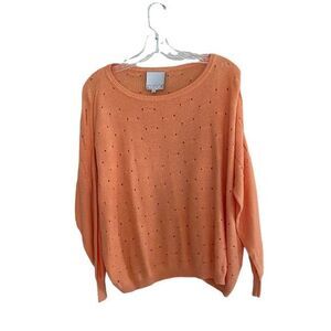 Addison Pullover Open Knit Sweater Orange Size Medium
